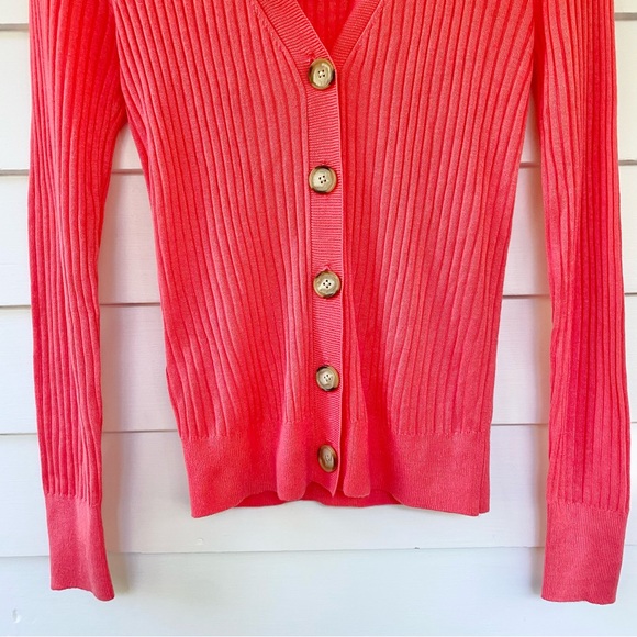 NEW Loft Coral Ribbed Cardigan Sweater - Picture 6 of 7